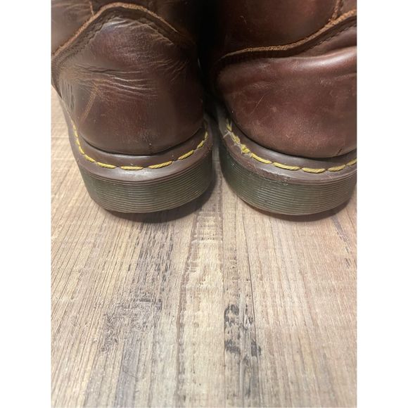Dr. Martens Steel Toe Air Wave Brown Leather Boots10 Oil Resistant Cushioned Sol - Picture 13 of 14
